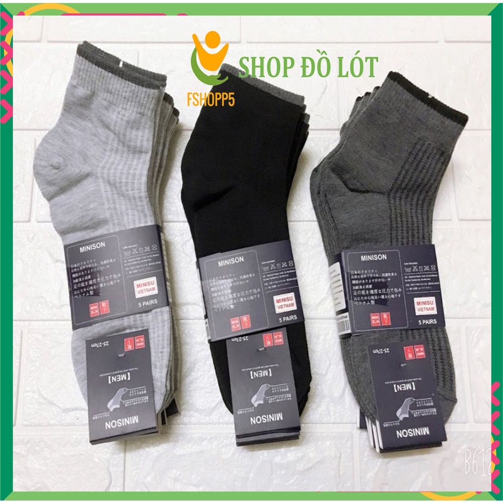 SET 5 đôi Tất nam cổ cao khử mùi kháng khuẩn Vớ chân hàn quốc dệt kim cao cấp TATNAM05