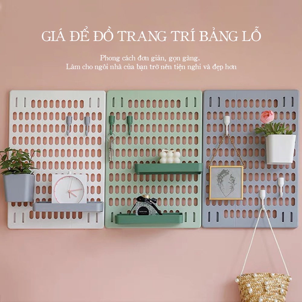 Bảng để đồ đa năng, Kệ để đồ dán tường không khoan lắp, Pegboard đục lỗ trang trí nhà cửa bằng nhựa cao cấp