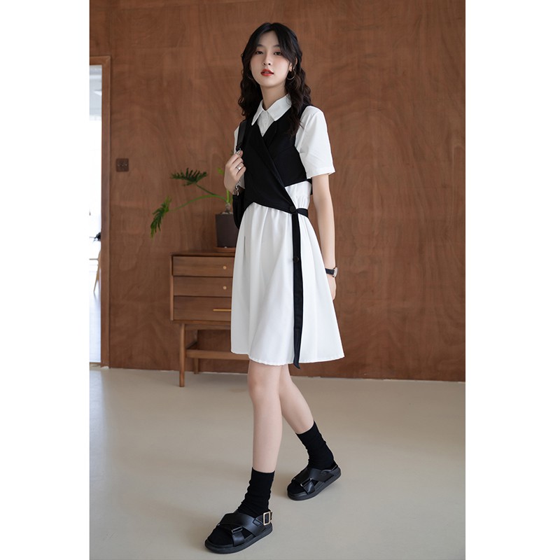 Xiaozhainv Áo Hai Dây màu Đen / Đầm Suông Tay Ngắn Màu Trắng Thời Trang Mùa Hè Cho Nữ | BigBuy360 - bigbuy360.vn