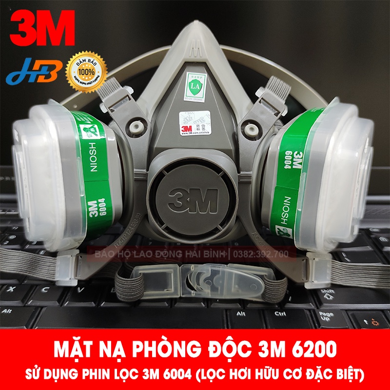 [CHÍNH HÃNG] Mặt nạ phòng độc, chống độc - Mặt nạ phun sơn, phun thuốc trừ sâu, chống hóa chất, chống bụi 3M 6200