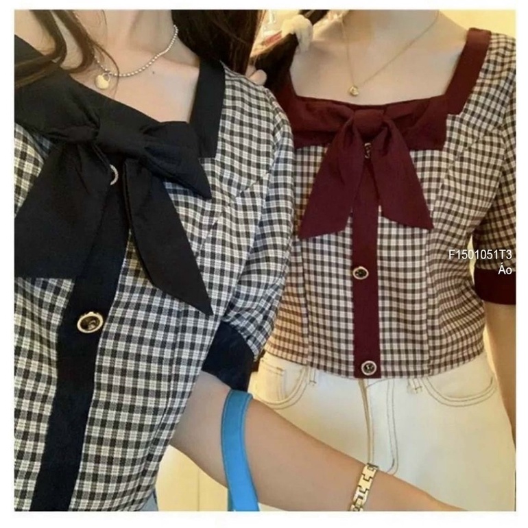 Áo croptop viền nơ