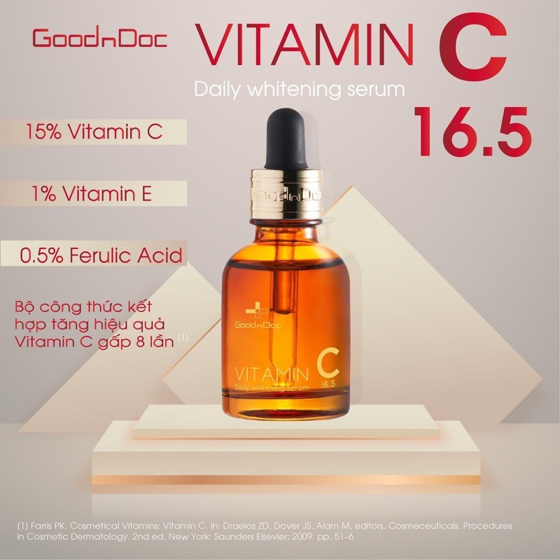 Serum dưỡng sáng da, giảm thâm nám VITAMIN C GOODNDOC 30ml