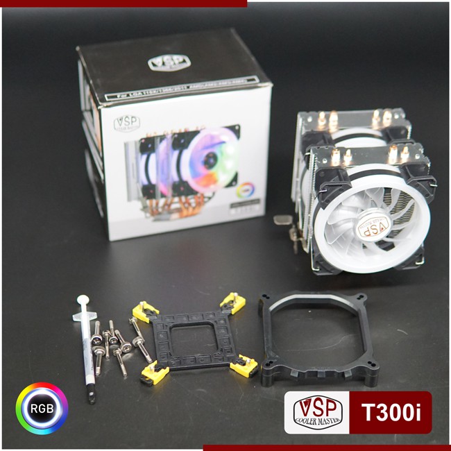 [Mã ELFLASH5 giảm 20K đơn 50K] Tản nhiệt CPU T300i bao gồm 2 Fan có LED RGB cực chất