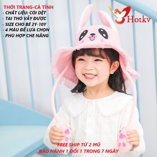 [GIÁ HỦY DIỆT] {CÓ CLIP THẬT} Mũ Tai Thỏ Giật Chất Đẹp _ mũ vành rộng có tai thỏ giật cho Bé Từ 3 Tuổi Đến 10 Tuổi hotkv