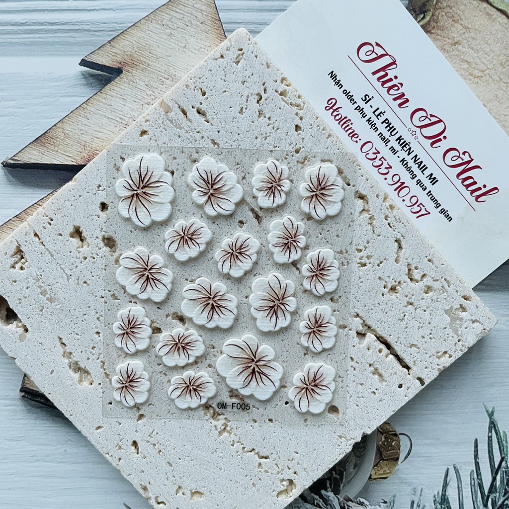 Sticker hoa nổi 5d dán móng tay THIÊN DI NAIL