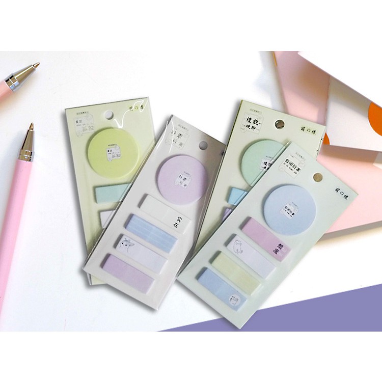 Tệp giấy note ghi nhớ Post-It, màu pastel dễ thương tiện dụng; kích thước 4,6 * 1,5cm