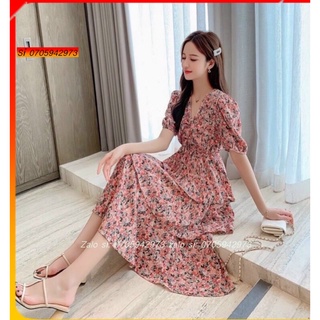 Đầm Maxi Hoa Nhí Dáng Xoè Tầng