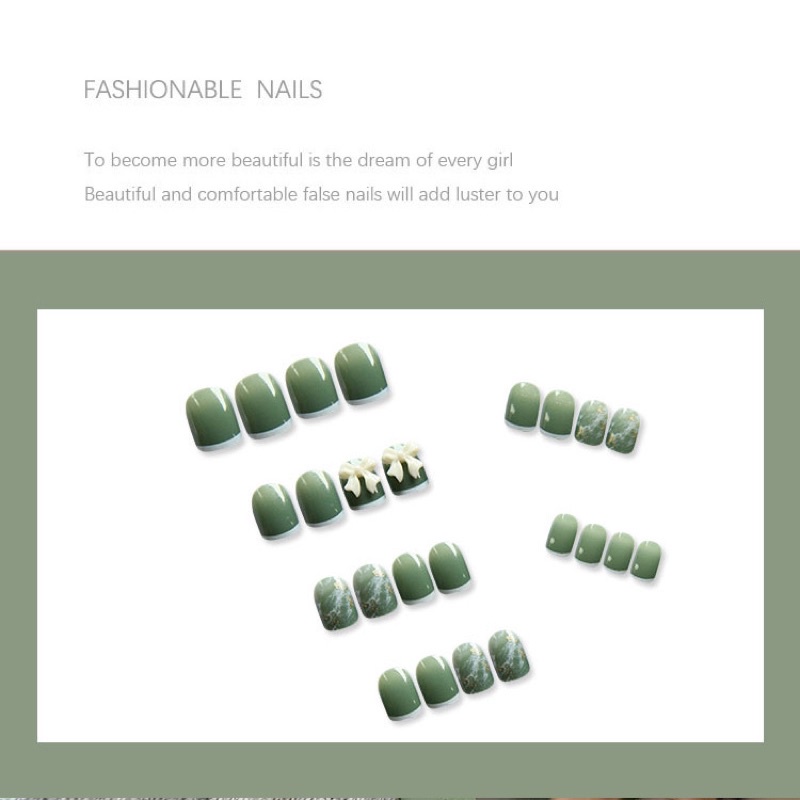 Set 24 móng giả N470 đính đá cao cấp ( Tặng kèm keo và dũa )