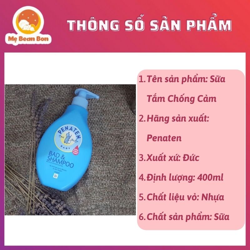 Sữa Tắm Penaten Chống Cảm 400ML Đức Cho Bé Từ Sơ Sinh Không Cần Tắm Tráng