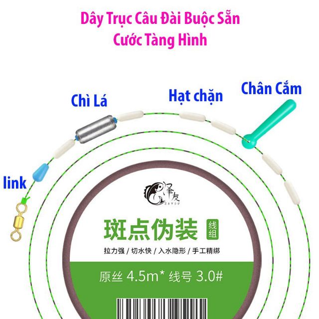 xả hàng Dây trục câu Đài Buộc sẵn cước câu cá tàng hình Day - Cuộc - 04