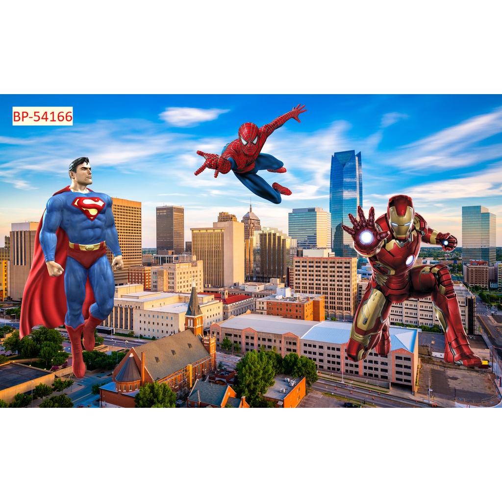 Tranh 3D Dán Tường Nhiều Chủ Đề NGƯỜI NHỆN, NGƯỜI DƠI, NGƯỜI KHỔNG LỒ XANH, NGƯỜI SẮT