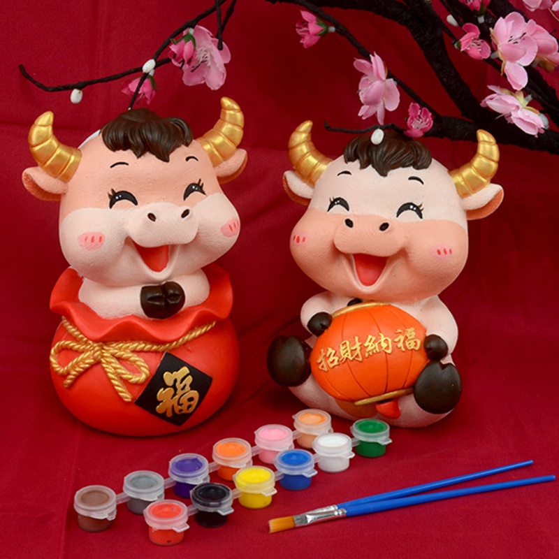 Đồ trang trí Chú Bò Sữa Ox DIY Nhiều Màu Sắc