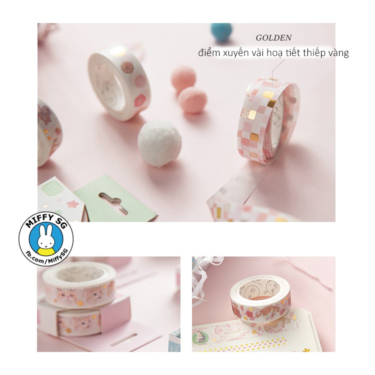 Băng dán washi tape THIẾP VÀNG - NHẬT KÝ MIU MIU