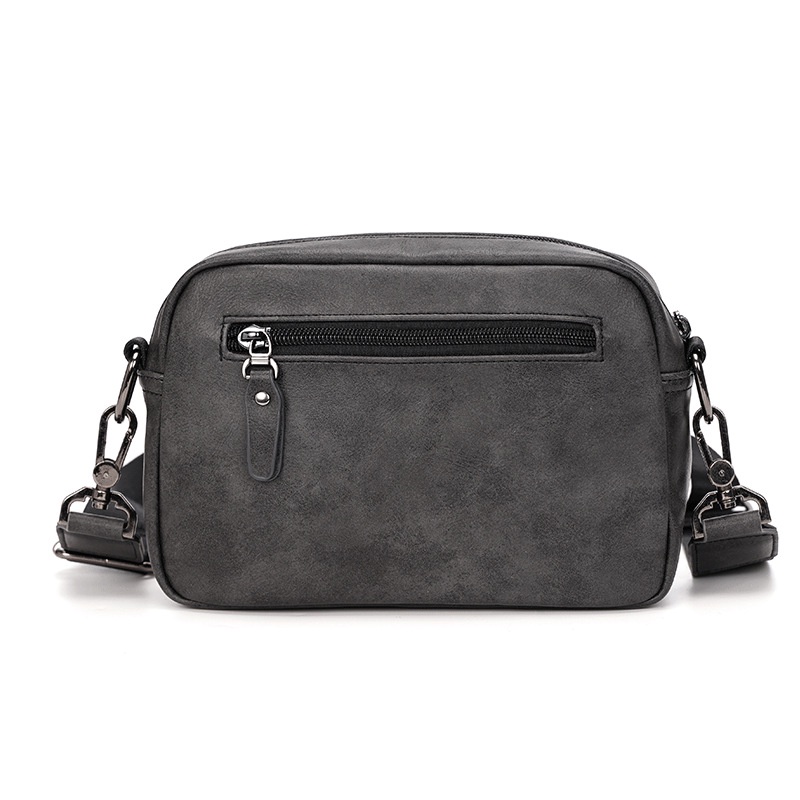 Túi đeo chéo vai unisex nam nữ da cao cấp chống nước dây kéo YKK 20 x 15 x 6 cm