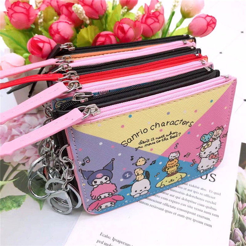 Ví Đựng Thẻ / Tiền Xu / Thẻ Đa Năng Có Móc Khóa Họa Tiết Hoạt Hình Winnie the Pooh Snoopy Dễ Thương