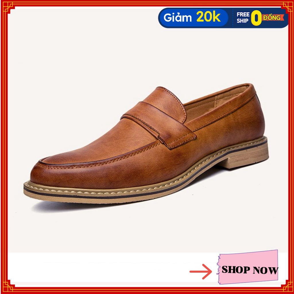 Giày lười nam cao cấp - Loafer Bro No.5 (Nâu - Đế gỗ)