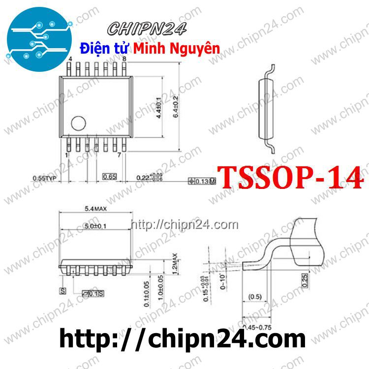 [1 CON] IC HC04 TSSOP-14 (SMD Dán) (74HC04 74HC04PW)