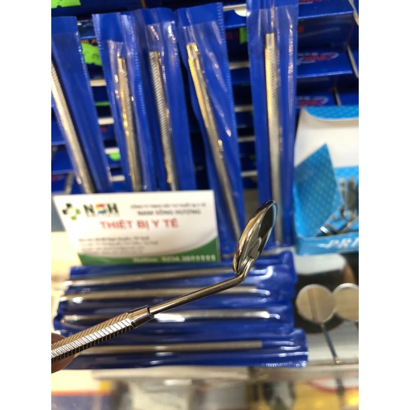 BỘ CÁN GƯƠNG VÀ MẶT GƯƠNG NHA KHOA SOI RĂNG MIỆNG CẦM TAY THÉP KHÔNG GỈ