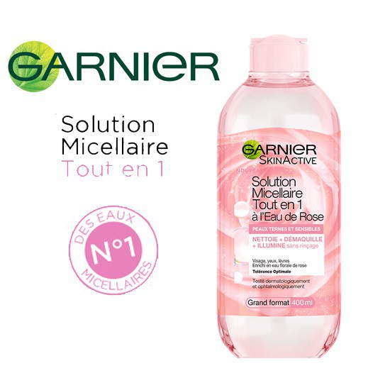 Nước Tẩy Trang Hoa Hồng Garnier Skin Active Solution Micellaire Tout en 1 à l'Eau de Rose 400ml