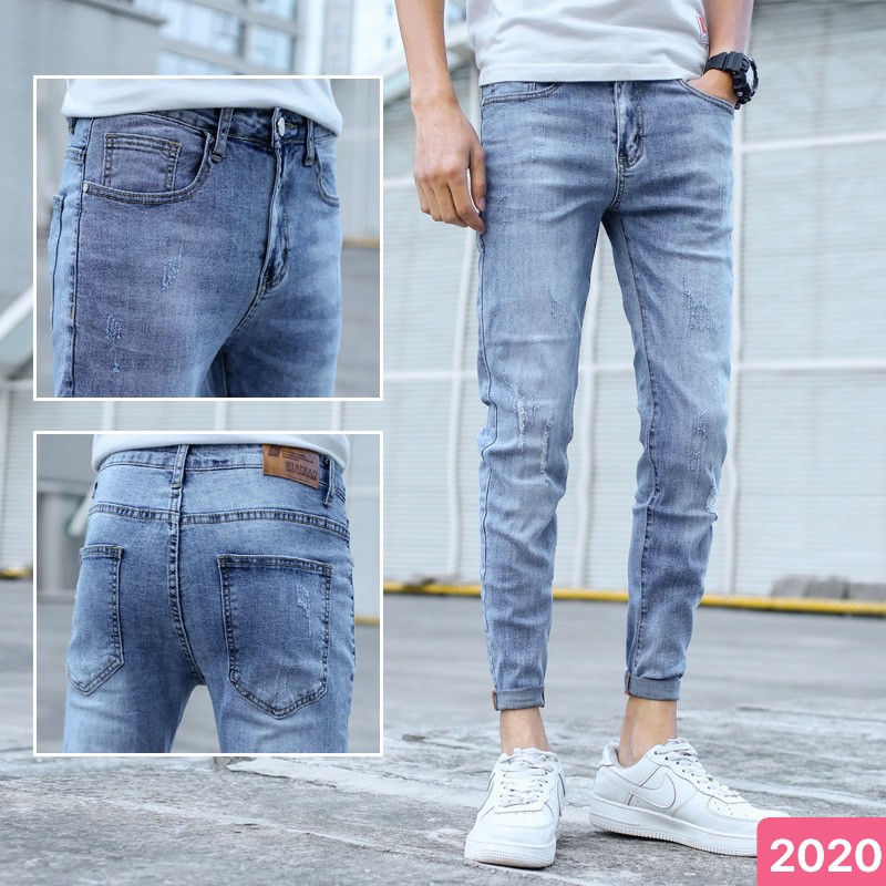 Quần jean nam xanh trơn không rách gối chất bò cao cấp co dãn 4 chiều cực đẹp, quần rin nam 1000HD NHIỀU MẪU MỚI