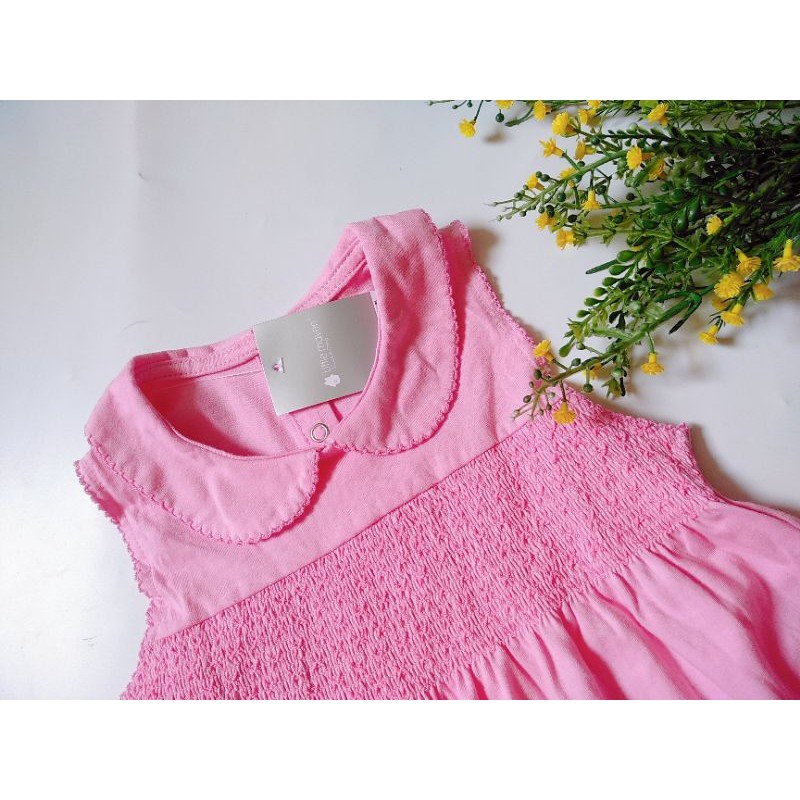 Đầm hồng thun cotton Little Maven chân váy thêu hoa