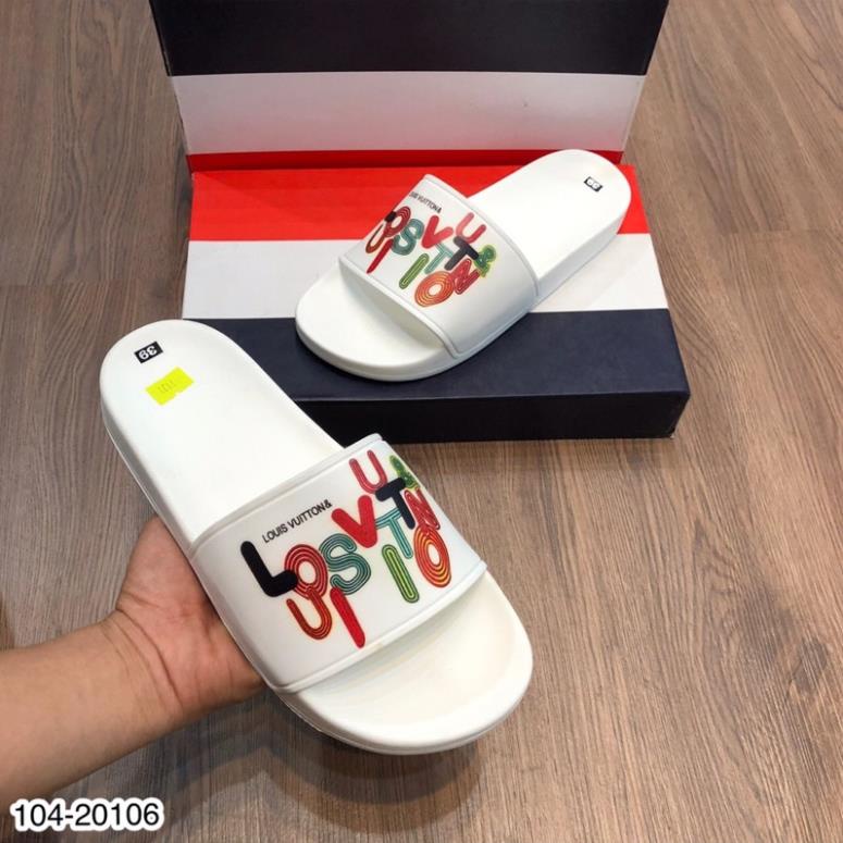 [FreeShip] Dép Lê Nam LV Đế Cao Su Trắng Cao Cấp - Dép LV Đế Cao Su Hình In