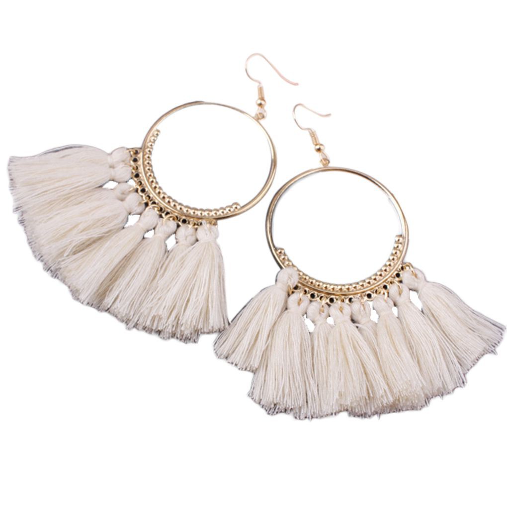 Đôi bông tai dài tua rua phong cách Bohemia cho nữ