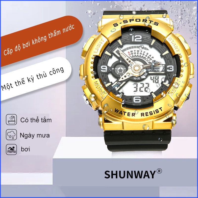 Đèn phụ trợ sáng màu vàng thể thao cho giới trẻ xem giờ vào ban đêm Đồng hồ chống thấm