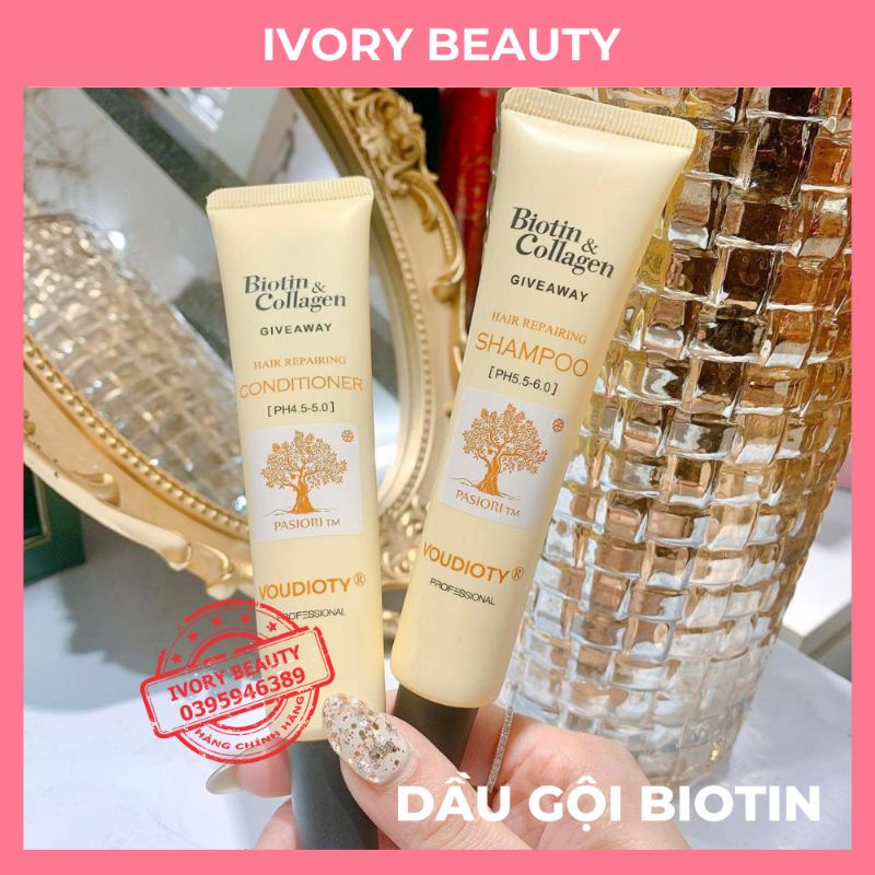 Dầu Gội Biotin Collagen Trắng, Vàng [Bản Du Lịch] Giảm Rụng Tóc, Kích Mọc Tóc, Phục Hồi Tóc Khô Xơ Hàng Chính Hãng