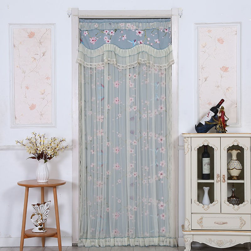 Rèm cửa chống muỗi mùa hè phòng ngủ vải gia đình ren hai lớp trang trí mã hóa đục lỗ miễn phí để gửi thanh ống
