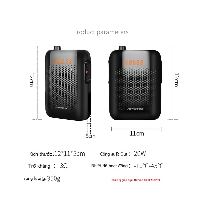 Máy Trợ Giảng Không Dây Aporo T30 UHF Kết Nối Bluetooth 5.0 Chính hãng