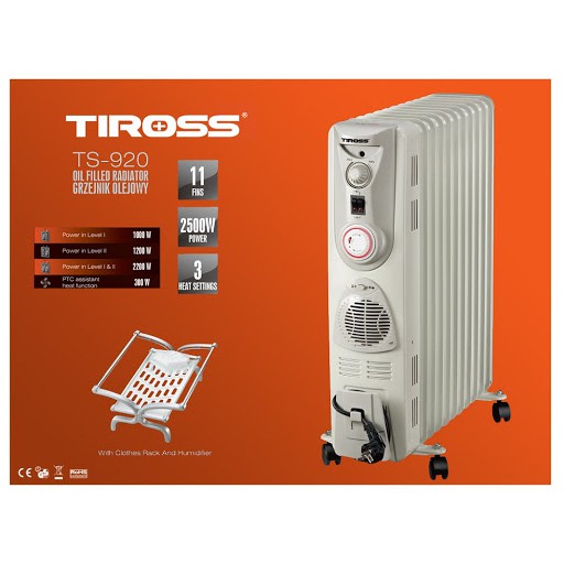 Máy sưởi dầu 9 thanh Tiross TS923 | TS9212 | TS9213 | TS9215 | TS9218 (công suất 2200W) [Chính Hãng, BH 12 Tháng]