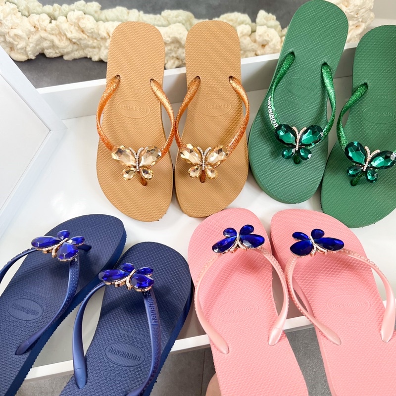 Dép tông xốp gắn đá bướm siêu nhẹ, dép xỏ ngón cao cấp nhiều màu.