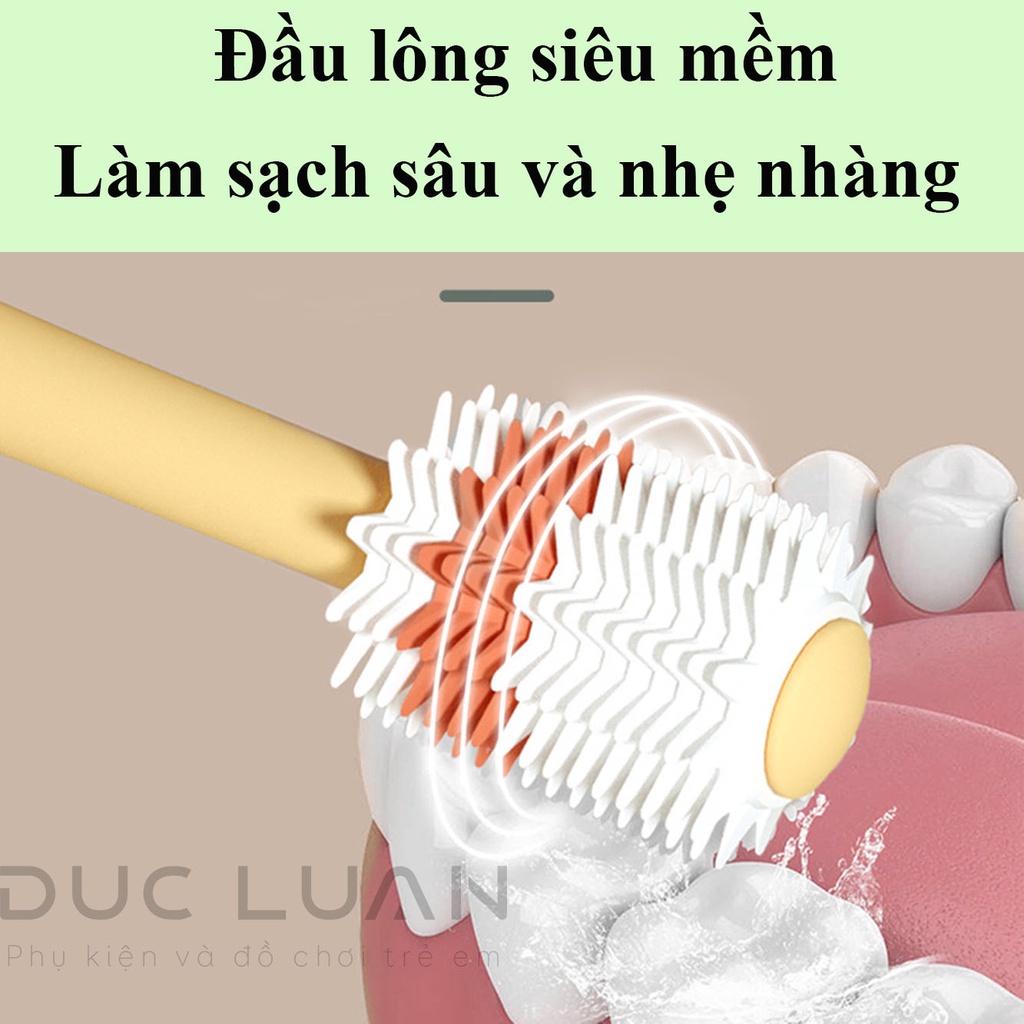 Bàn chải đánh răng 360 độ cho bé 1 đến 6 tuổi - Bàn chải nano kháng khuẩn