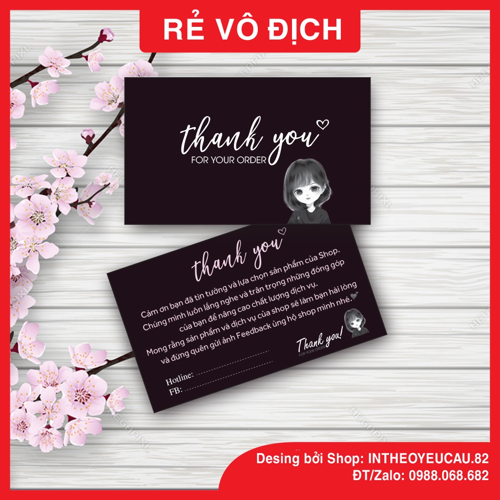 Card Cảm ơn, Thiệp cảm ơn khách hàng, Card Thank you, Card virit (Com bo 100 cái cả hộp) Giá Rẻ