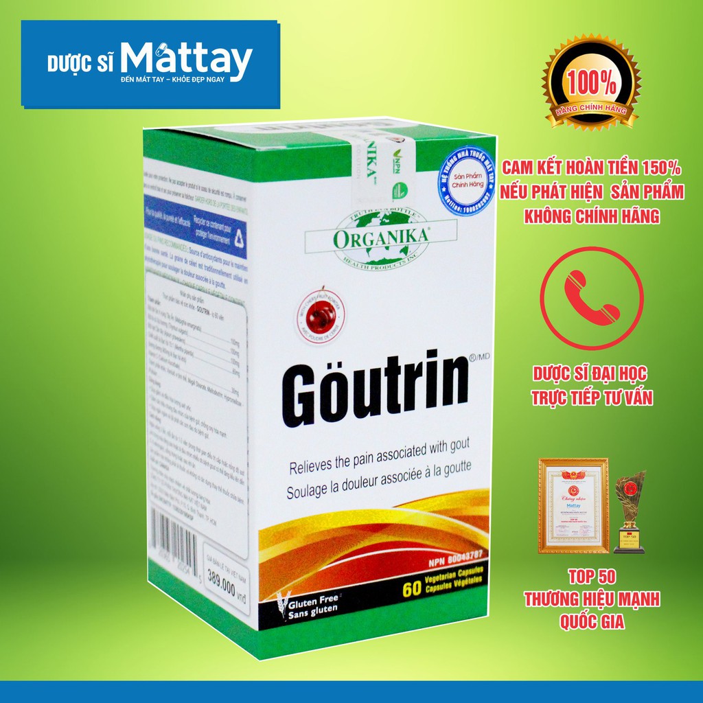 ❤️ Goutrin - Organika - Chai 60 Viên - Kiểm Soát Acid uric