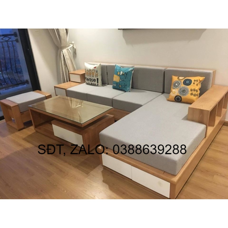 Bàn Ghế Phòng Khách Sofa Góc L 3 Ngăn Kéo Gỗ Sồi Nga Cho Chung Cư Giá Thật  | Shopee Việt Nam