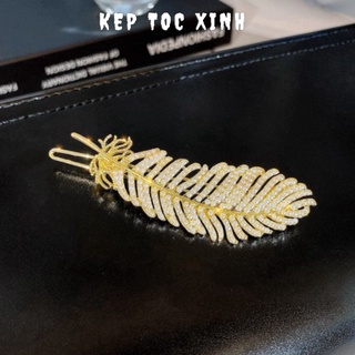 Kẹp tóc đính đá hình chiếc lá đi dự tiệc
