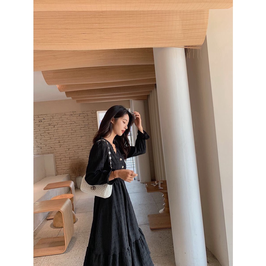 Đầm Trắng Dài Tay Ôm Eo Phong Cách Hepburn Kiểu Pháp Thời Trang 2022 Mới Cho Nữ