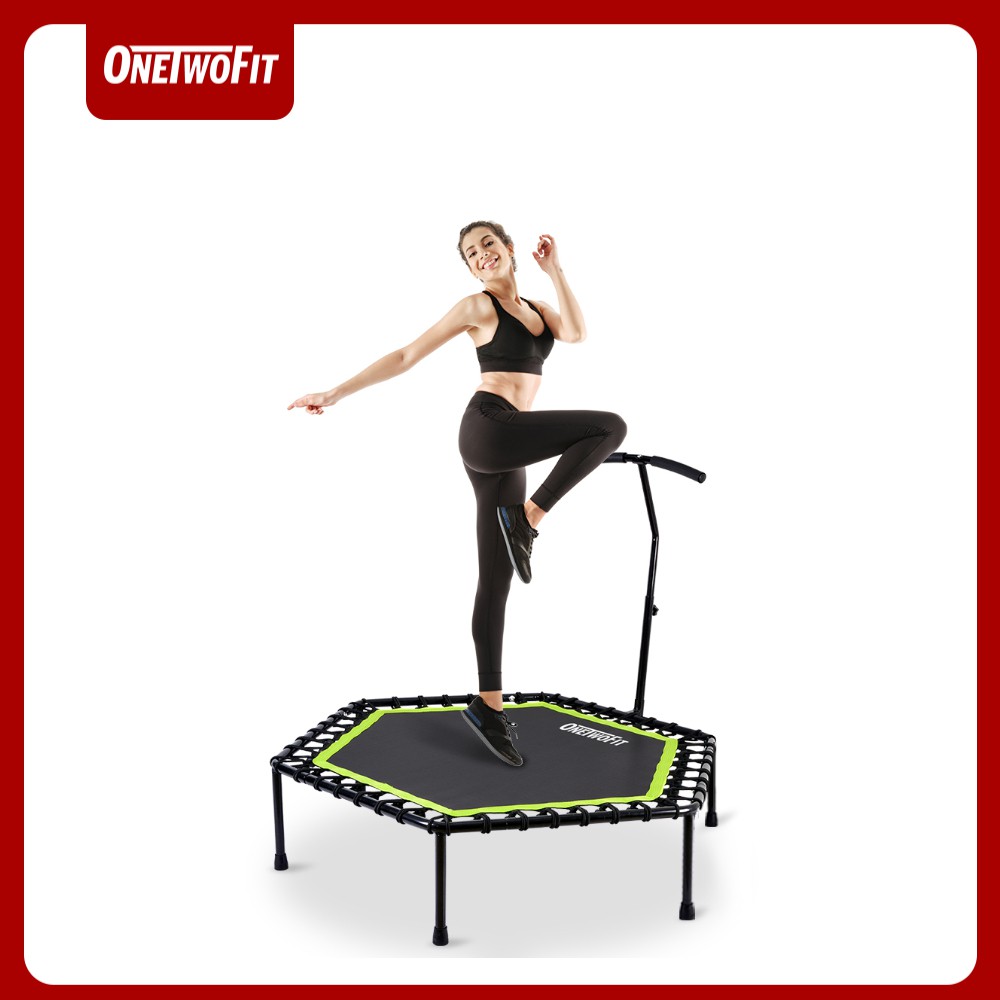 OneTwoFit Tấm bạt lò xo 48 inch Trampoline với Tay cầm có thể điều chỉnh OT064