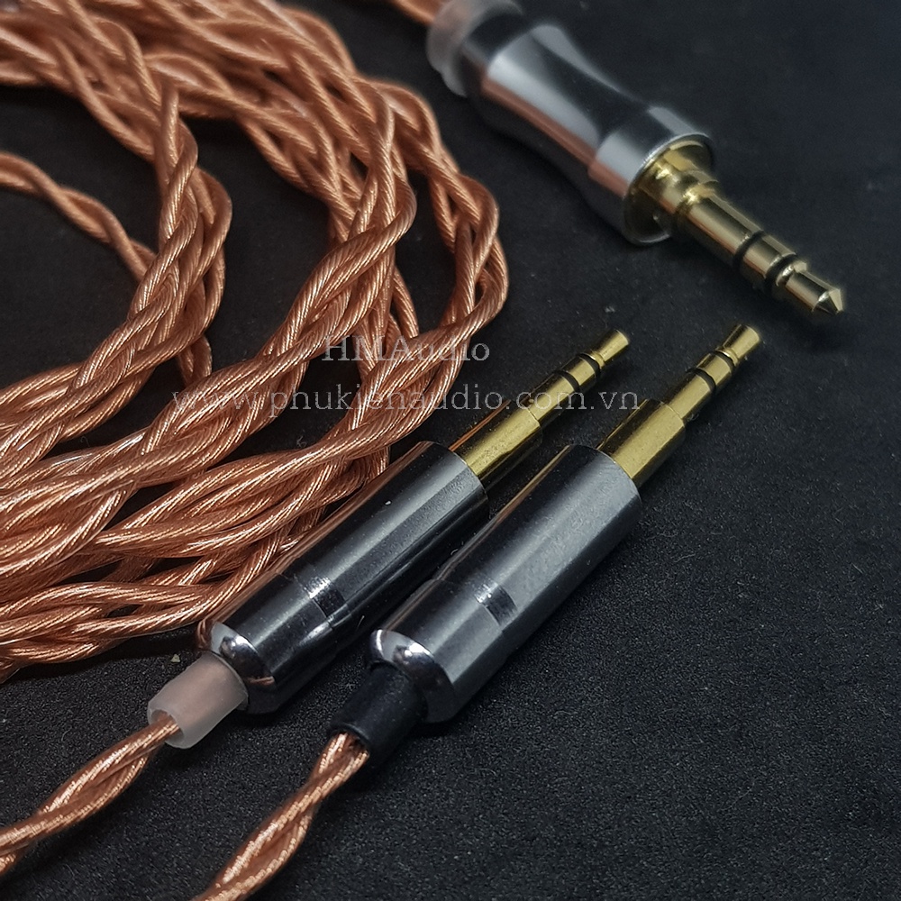 Dây tai nghe đồng OFC 1.2mm tết 4 - Hifiman Dual 3.5mm