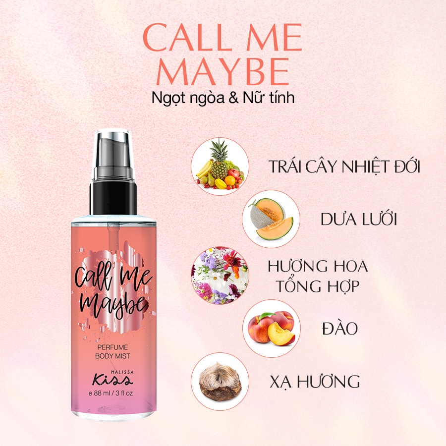 Xịt Thơm Toàn Thân Hương Nước Hoa Malissa Kiss - Hương Call Me Maybe 88ml | BigBuy360 - bigbuy360.vn