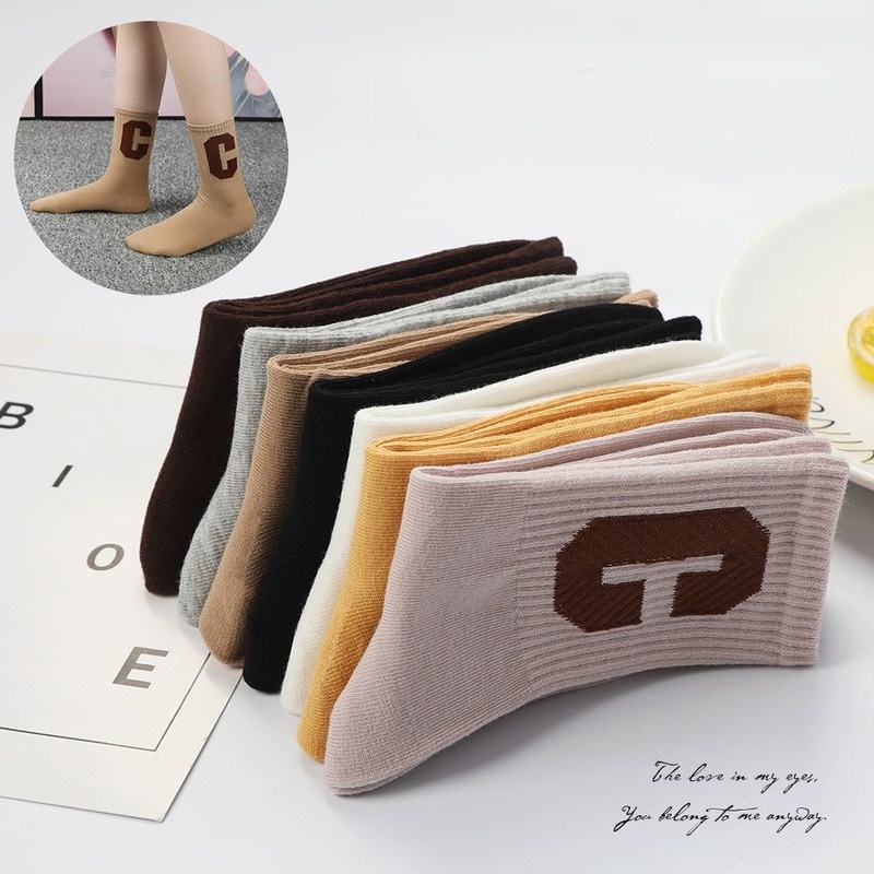 Vớ Cotton Thể Thao Màu Sắc Trơn In Chữ Cái Thời Trang Xuân Hè Cho Bé