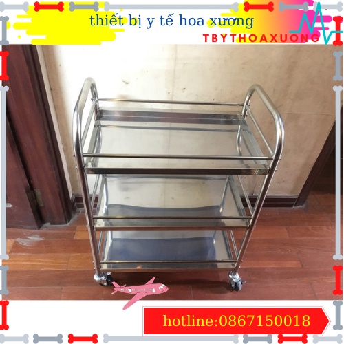 Xe Đẩy Inox 3 Tầng- Xe Tiêm Inox 3 Tầng Thiết bị phòng khám Spa