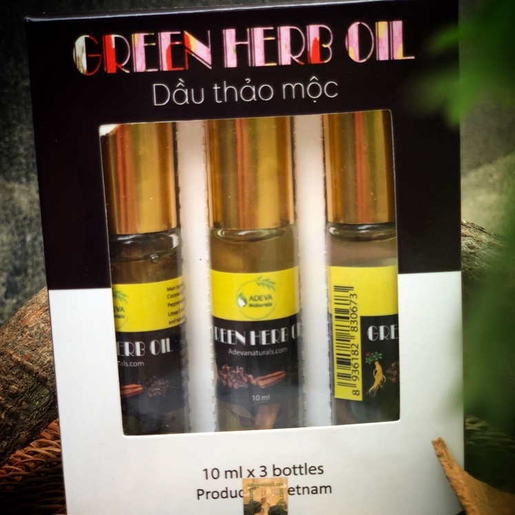 Set 3 chai Dầu thảo dược Green herb oil ⚡ FREESHIP ⚡ - Thư giãn, giảm đau nhức, hít ngửi làm thông mũi, họng