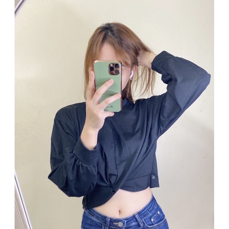 [RẺ VÔ ĐỊCH Áo Croptop Xoắn Eo Dài Tay BÁIC Ảnh thật