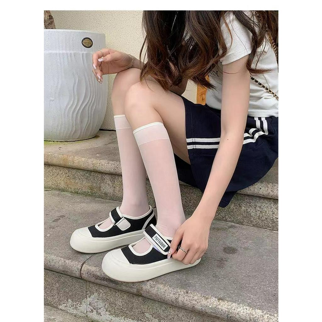 Giày Vải Canvas Đế Độn 3.5cm Màu Trắng / Đen / Hồng Thời Trang Mùa Hè 2023