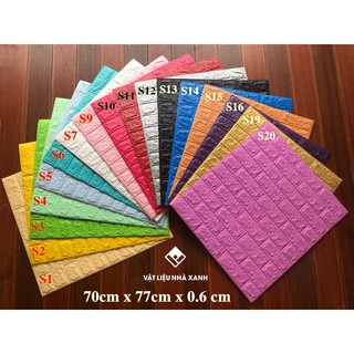 Xốp dán tường 3D giả gạch giá rẻ kt 70x77 dày 6mm chống nóng chống ẩm tiêu âm