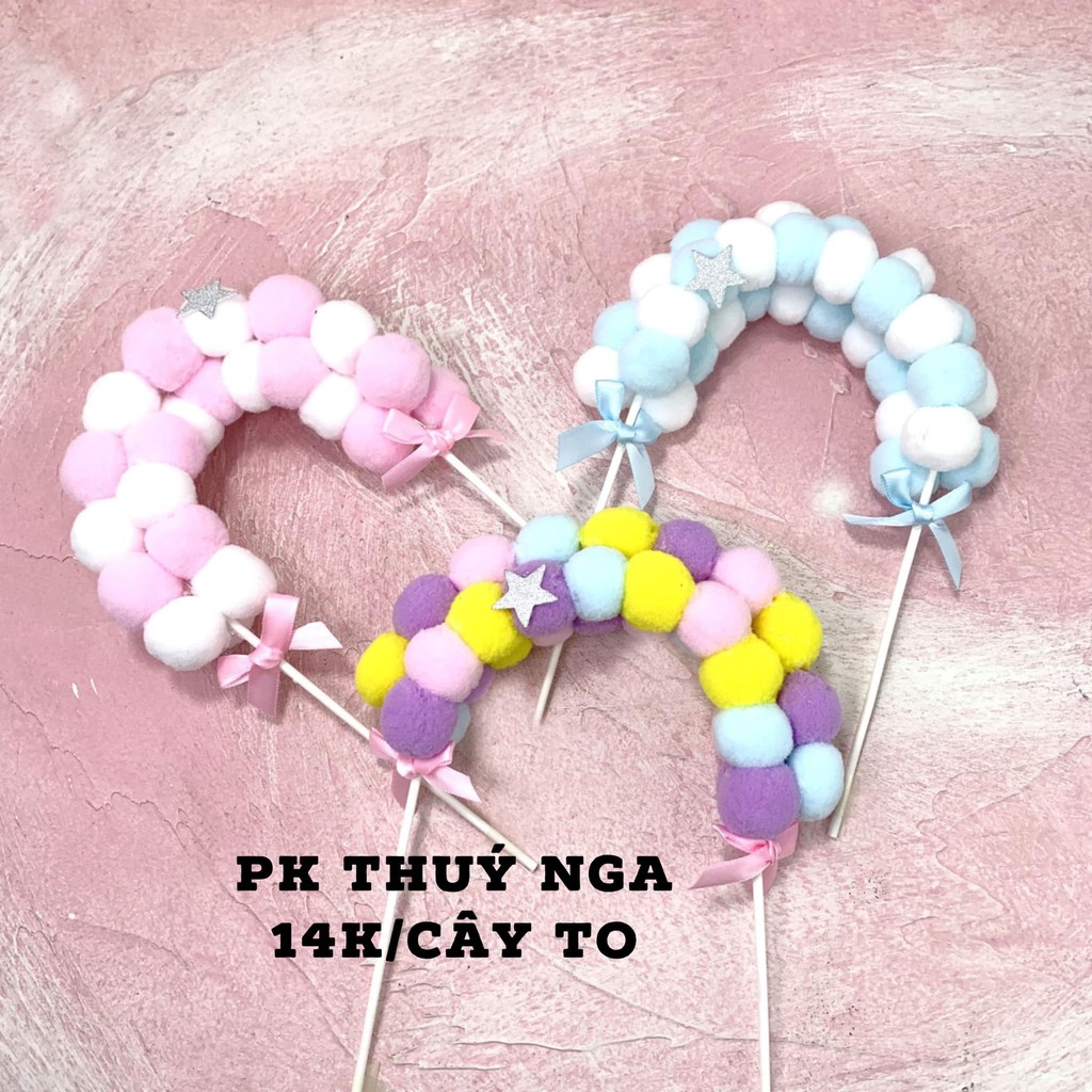 Cầu vồng bông to trang trí bánh kem