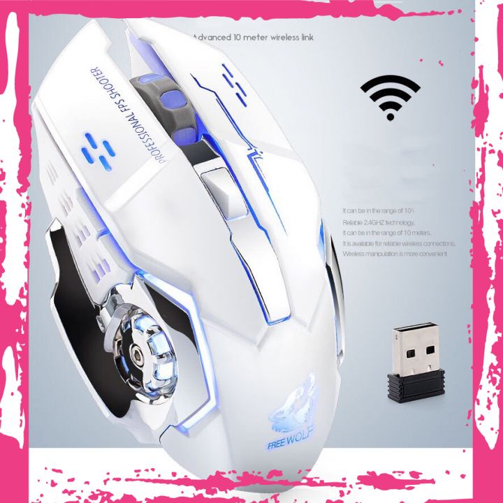 Chuột Không Dây Chuyên Game Wolf X8 NÂNG CẤP Wireless 2.4GHz SIÊU CHẤT, Tự Động Đổi Màu Sắc - BẢO HÀNH 12 THÁNG